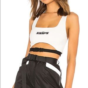 I AM GIA the label zuri white buckle logo crop top